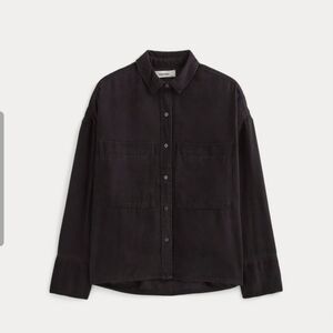 New Everlane Boxy Overshirt In Buttersoft Black Cotton Medium Womens